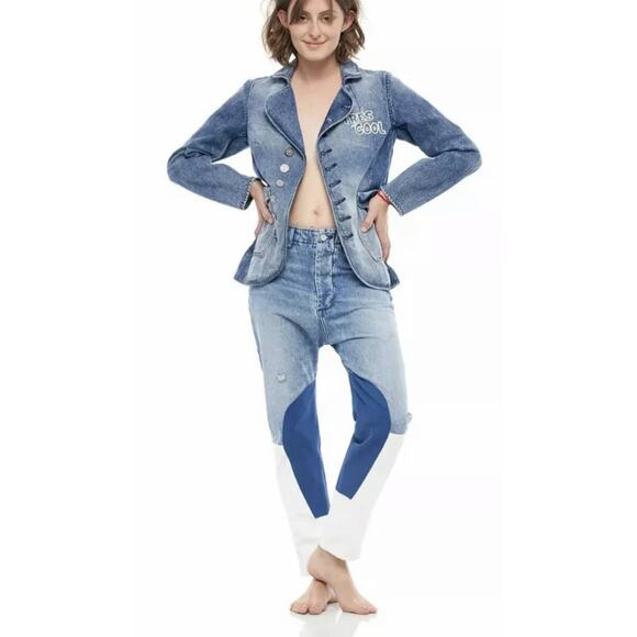 Sandrine Rose Indigo Wide Leg Harem Patchwork Jeans - 26 - Picture 1 of 11